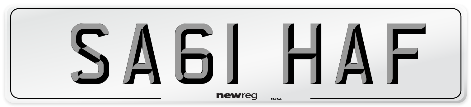 SA61 HAF Number Plate from New Reg